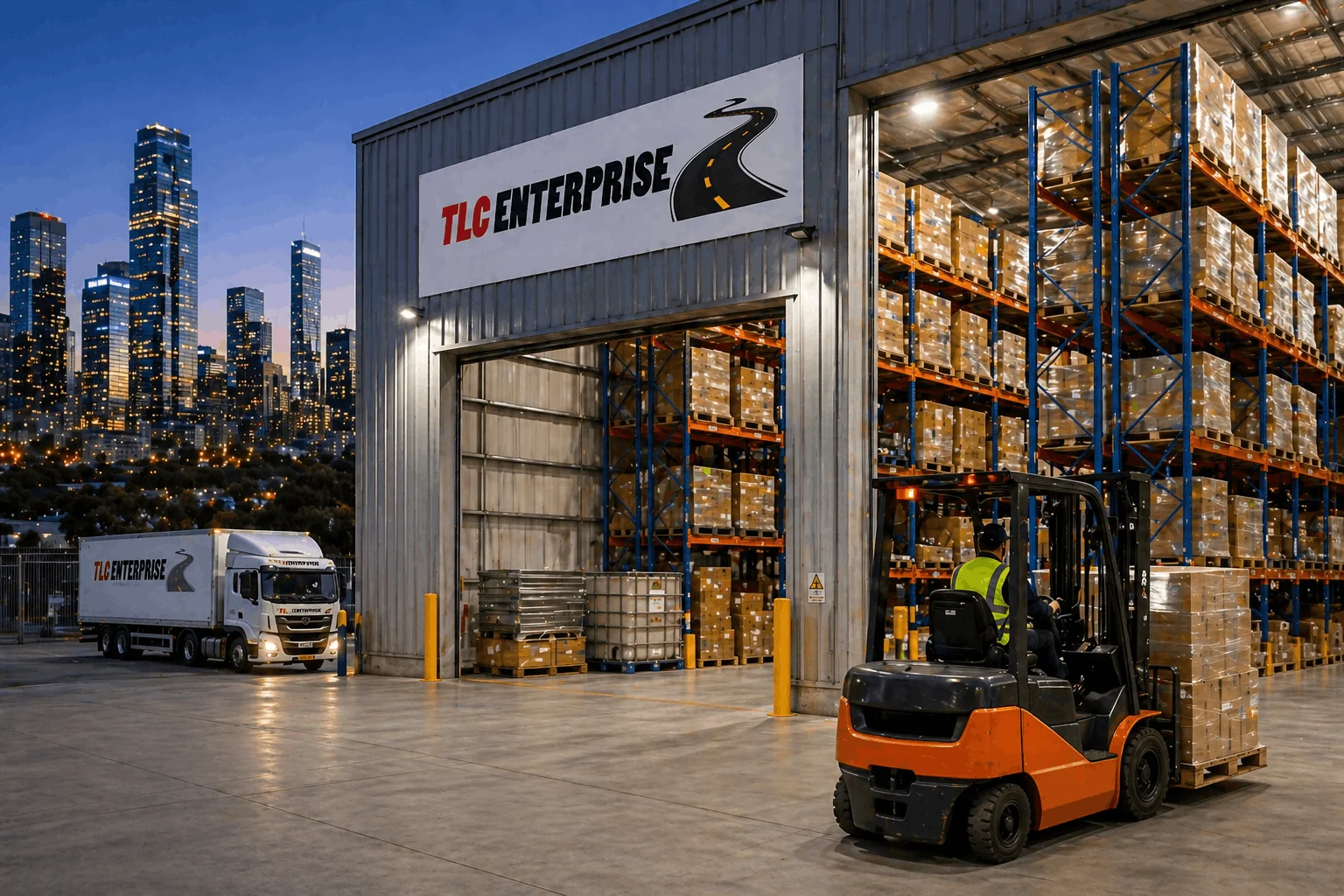 TLC Enterprise 3PL logistics hub in Sydney with warehouse operations, freight truck and distribution services
