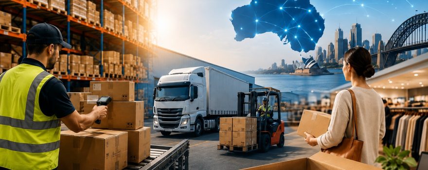 TLC Enterprise retail supply chain services featuring warehouse fulfilment, freight transport, logistics distribution, and e-commerce order packing across Australia