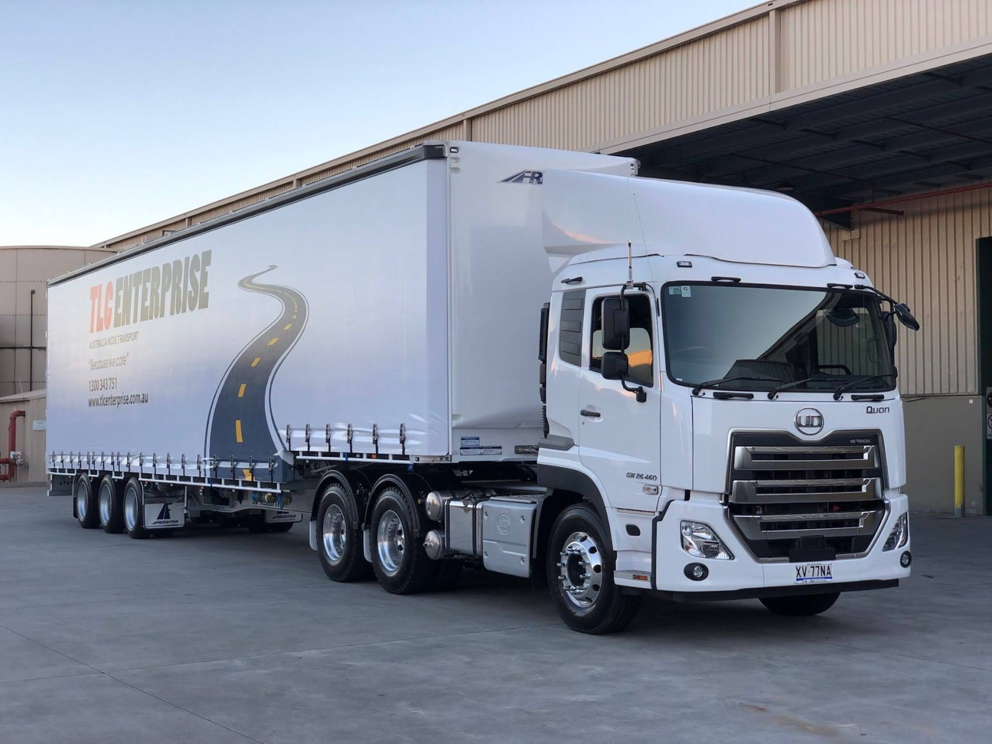 TLC Enterprise UD Quon truck and trailer supporting 3PL logistics and ecommerce platform integrations across Australia